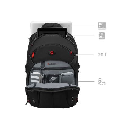 Wenger - Mochila para portátil 20 l 15 con bolsillo para tableta 10 Gigabyte negro