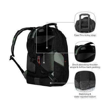 Wenger - Mochila para portátil 25 l 17 con bolsillo para tableta 12 Pegasus negro/gris