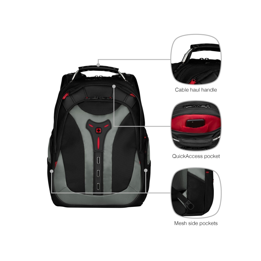 Wenger - Mochila para portátil 25 l 17 con bolsillo para tableta 12 Pegasus negro/gris
