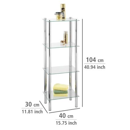 WENKO 15853100 - Estantería YAGO 40x104 cm acero inoxidable/plateado/transparente