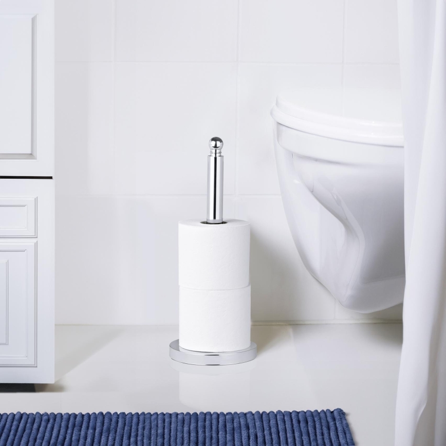 WENKO 16878100 - Soporte para papel higiénico VITERBO 14x35 cm plateado