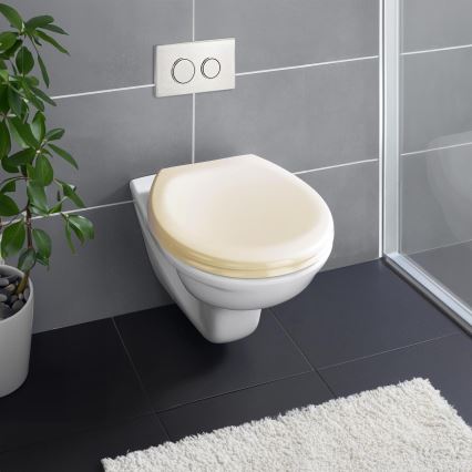 WENKO 18760100-WC asiento de inodoro OTTANA 37,5x44,5 cm beige/plata