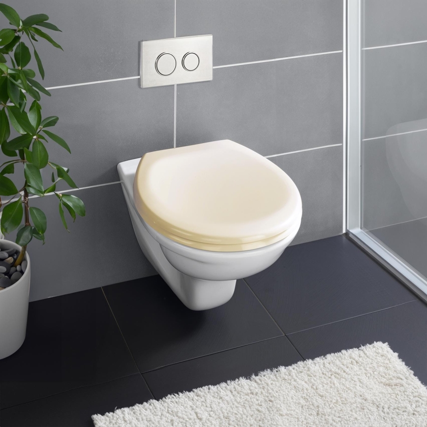 WENKO 18760100-WC asiento de inodoro OTTANA 37,5x44,5 cm beige/plata