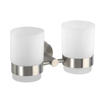 WENKO 19638100 - Soporte para cepillos de dientes BOSIO MATT 17,5x9,5 cm acero inoxidable/plateado