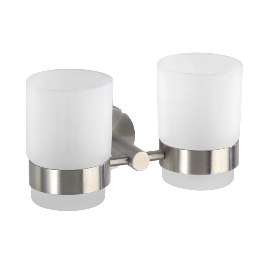 WENKO 19638100 - Soporte para cepillos de dientes BOSIO MATT 17,5x9,5 cm acero inoxidable/plateado