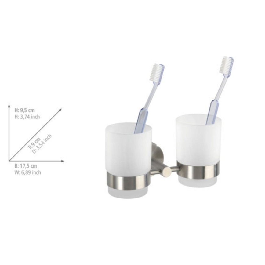 WENKO 19638100 - Soporte para cepillos de dientes BOSIO MATT 17,5x9,5 cm acero inoxidable/plateado