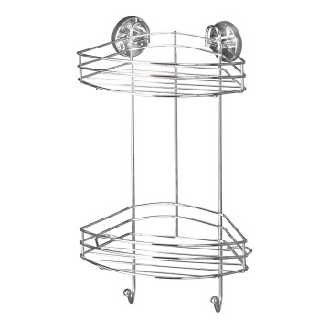 WENKO 20885100 - Estantería de esquina VACUUM-LOC redonda de acero, 24,5x41 cm, cromo brillante