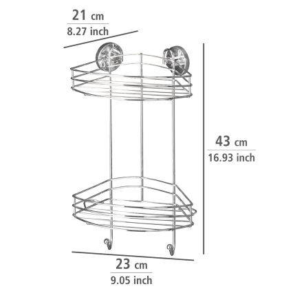 WENKO 20885100 - Estantería de esquina VACUUM-LOC redonda de acero, 24,5x41 cm, cromo brillante