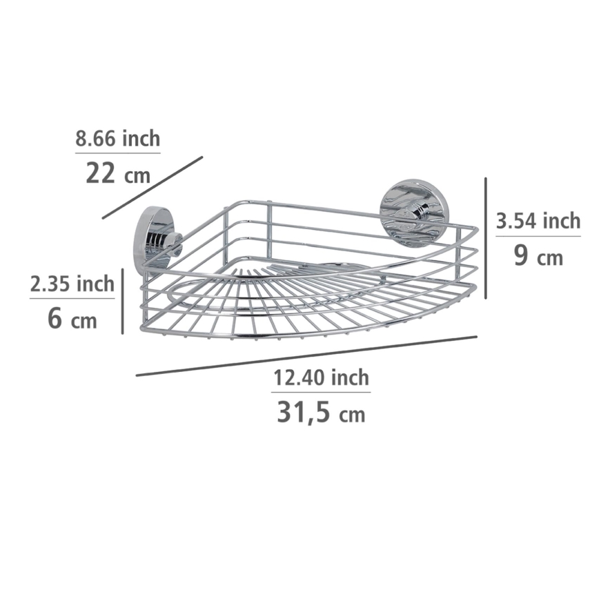 WENKO 20887100-Estante VACUUM-LOC redondo de acero 31x22,5 cm cromado brillante