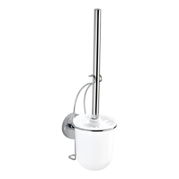 WENKO 20898100 - Cepillo para inodoro VACUUM-LOC MILAZZO 10x34 cm acero inoxidable/cromo brillante/blanco