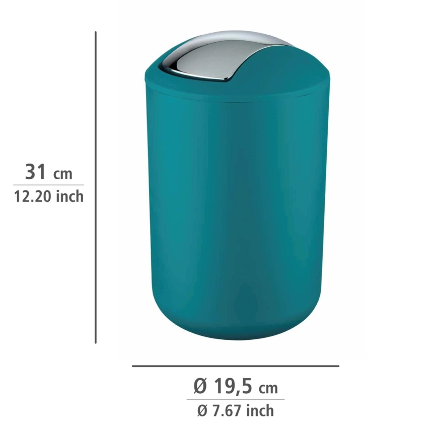 WENKO 21227100 - Papelera BRASIL 19,5x31 cm turquesa/cromo brillante