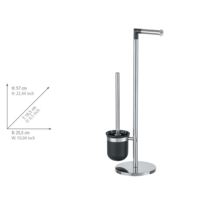 WENKO 21836800 - Cepillo para inodoro PARUS 25,5x57 cm acero inoxidable/plateado/negro