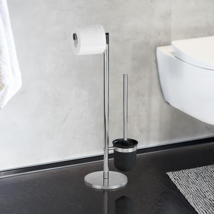 WENKO 21836800 - Cepillo para inodoro PARUS 25,5x57 cm acero inoxidable/plateado/negro