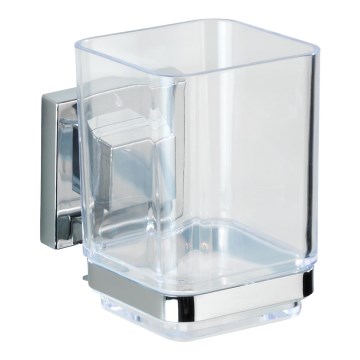 WENKO 22680100 -Vaso VACUUM-LOC QUADRO ED 7,5x10 cm plateado/cromo brillante/transparente