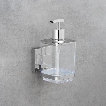 WENKO 22683100-Dispensador de jabón VACUUM-LOC QUADRO ED 7,5x16 cm plateado/cromado brillante