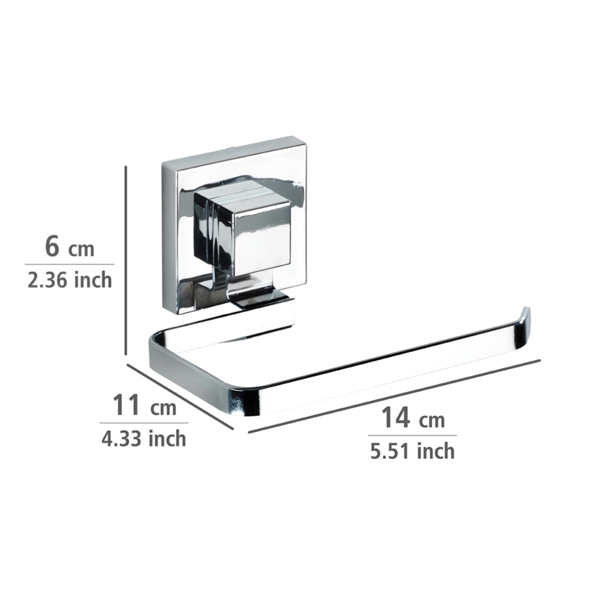 WENKO 22687100 - Portarrollos de papel higiénico VACUUM-LOC QUADRO ED 14x11 cm cromado brillante