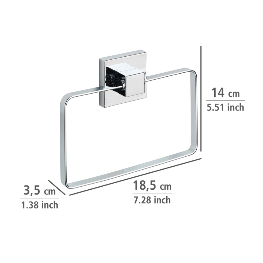 WENKO 22689100-Soporte para toallas VACUUM-LOC QUADRO ED 18,5x14 cm plateado/cromo brillante
