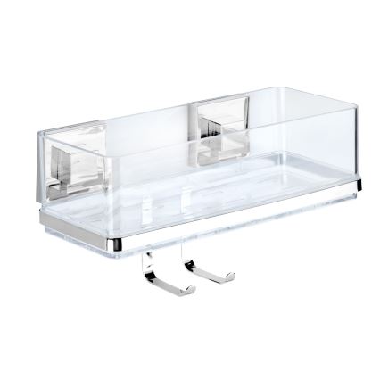WENKO 22694100-Repisa VACUUM-LOC QUADRO ED 25,5x15 cm plateada/cromo brillante/transparente