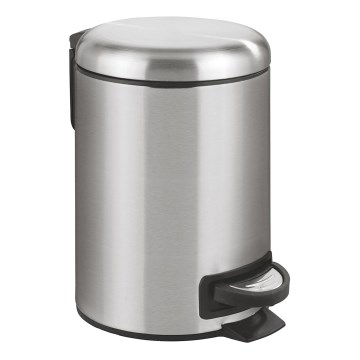 WENKO 22702100 - Cubo de basura LEMAN 17x25 cm acero inoxidable/satinado/negro