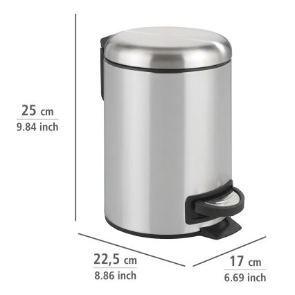 WENKO 22829100 - Papelera LEMAN 17x25 cm acero inoxidable/satinado/negro