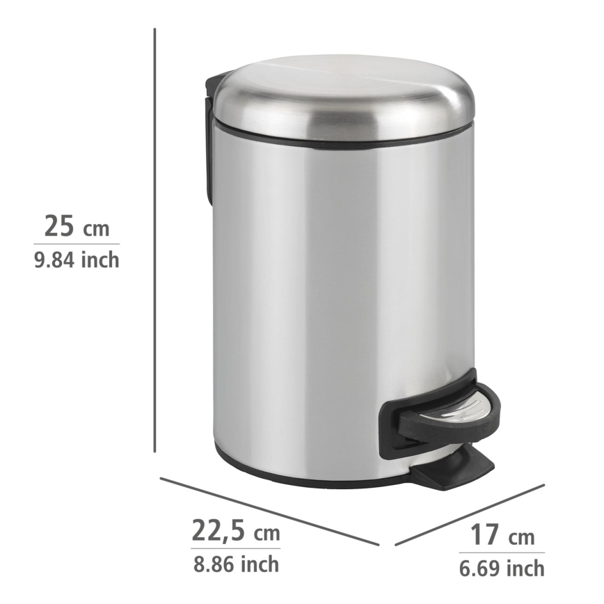 WENKO 22829100 - Papelera LEMAN 17x25 cm acero inoxidable/satinado/negro
