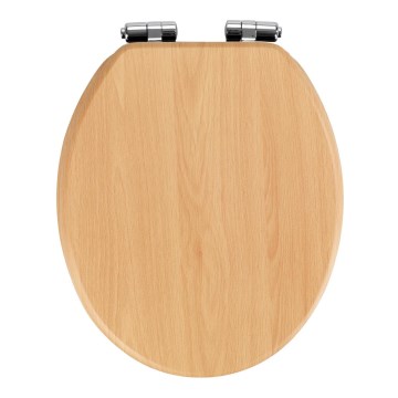 WENKO 22979100-WC asiento de inodoro Haya natural 35,5 x 42,5 cm marrón/plateado