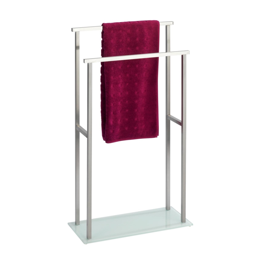 WENKO 23438100 - Toallero de pie DEBAR 20x83 cm, acero inoxidable/satinado/blanco