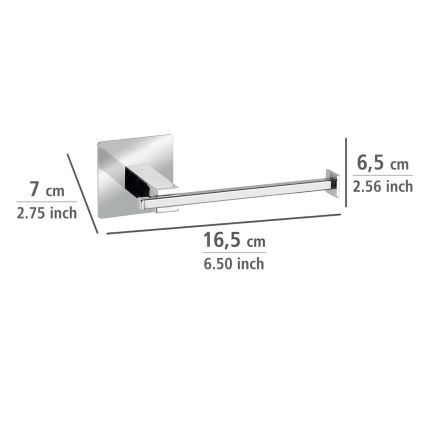 WENKO 23859800 - Soporte para papel higiénico TURBO-LOC QUADRO ED 16,5x6,5 cm acero inoxidable