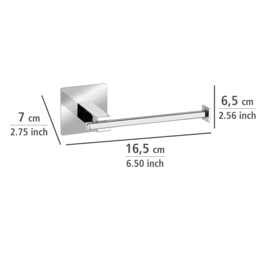 WENKO 23859800 - Soporte para papel higiénico TURBO-LOC QUADRO ED 16,5x6,5 cm acero inoxidable