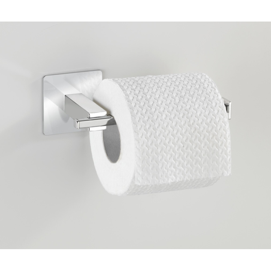 WENKO 23859800 - Soporte para papel higiénico TURBO-LOC QUADRO ED 16,5x6,5 cm acero inoxidable