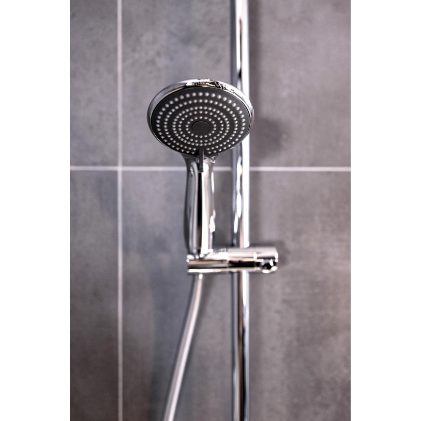 WENKO 23992100 - Cabezal de ducha Sistema de ahorro de agua 9,5 x 9,5 cm, cromo brillante/gris