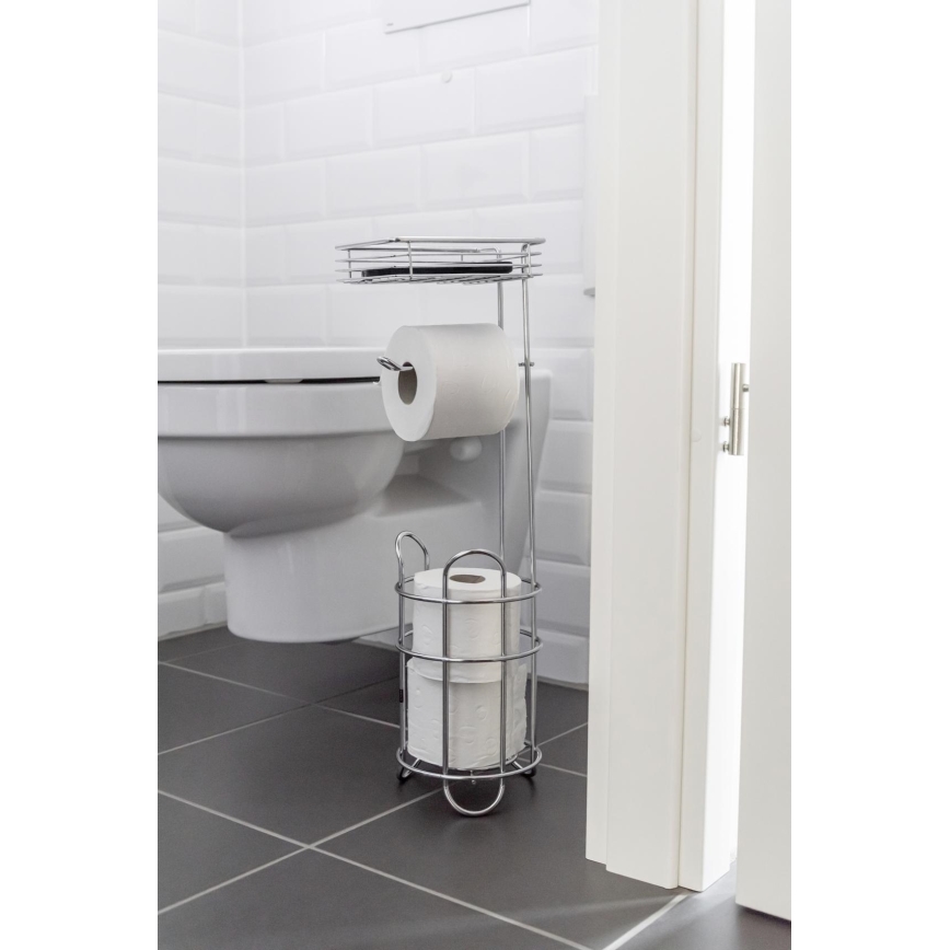 WENKO 24074800 - Soporte para papel higiénico 16x59 cm cromo brillante