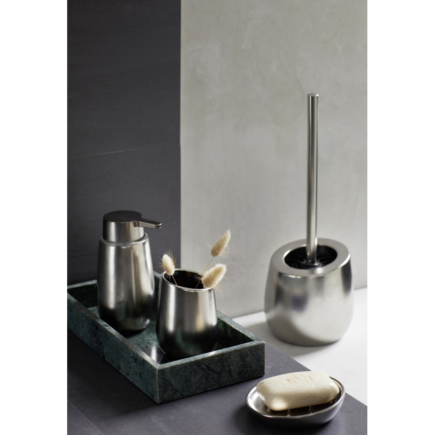 WENKO 24140100 - Escobilla para WC BADI 13,5x38 cm plateada