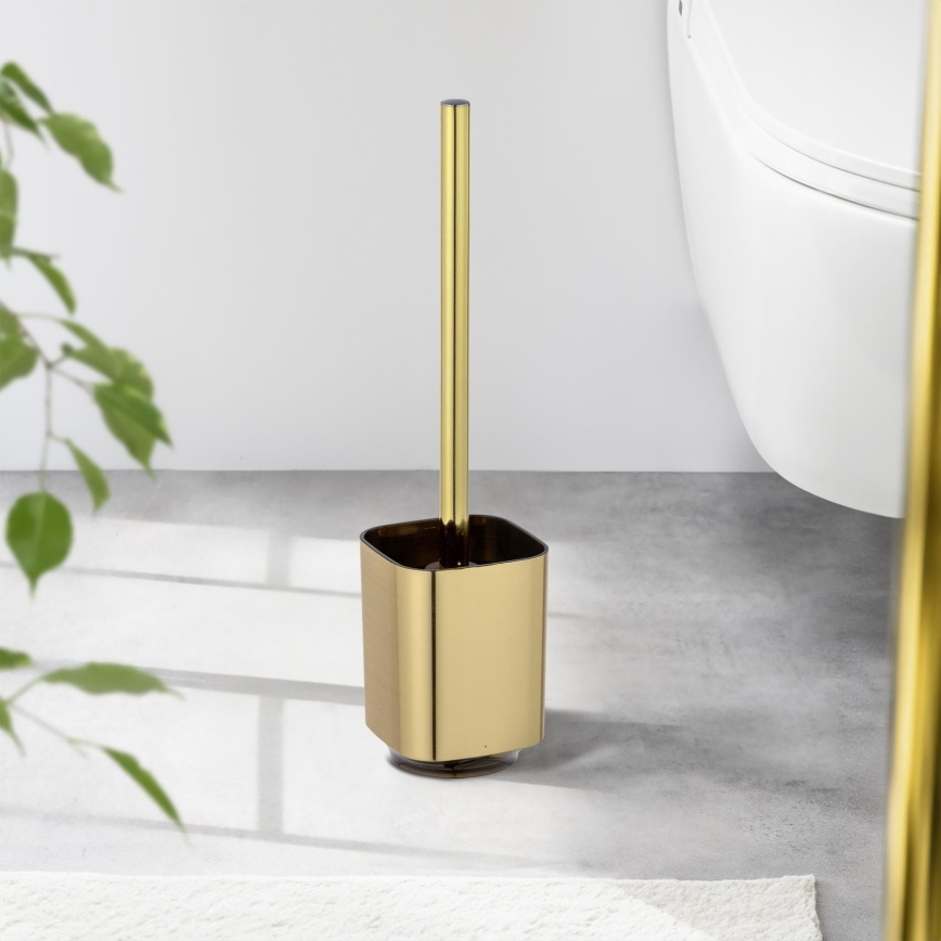 WENKO 24162100 - Escobilla para WC AURON 9x38,5 cm dorada