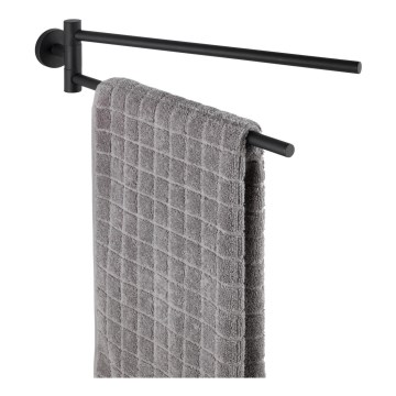 WENKO 24238100-Toallero BOSIO BLACK 5,5x43 cm acero inoxidable/plateado
