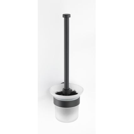 WENKO 24243100-WC Escobilla para WC BOSIO BLACK 10x35 cm acero inoxidable/plateado/satinado