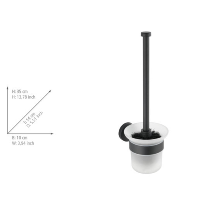 WENKO 24243100-WC Escobilla para WC BOSIO BLACK 10x35 cm acero inoxidable/plateado/satinado