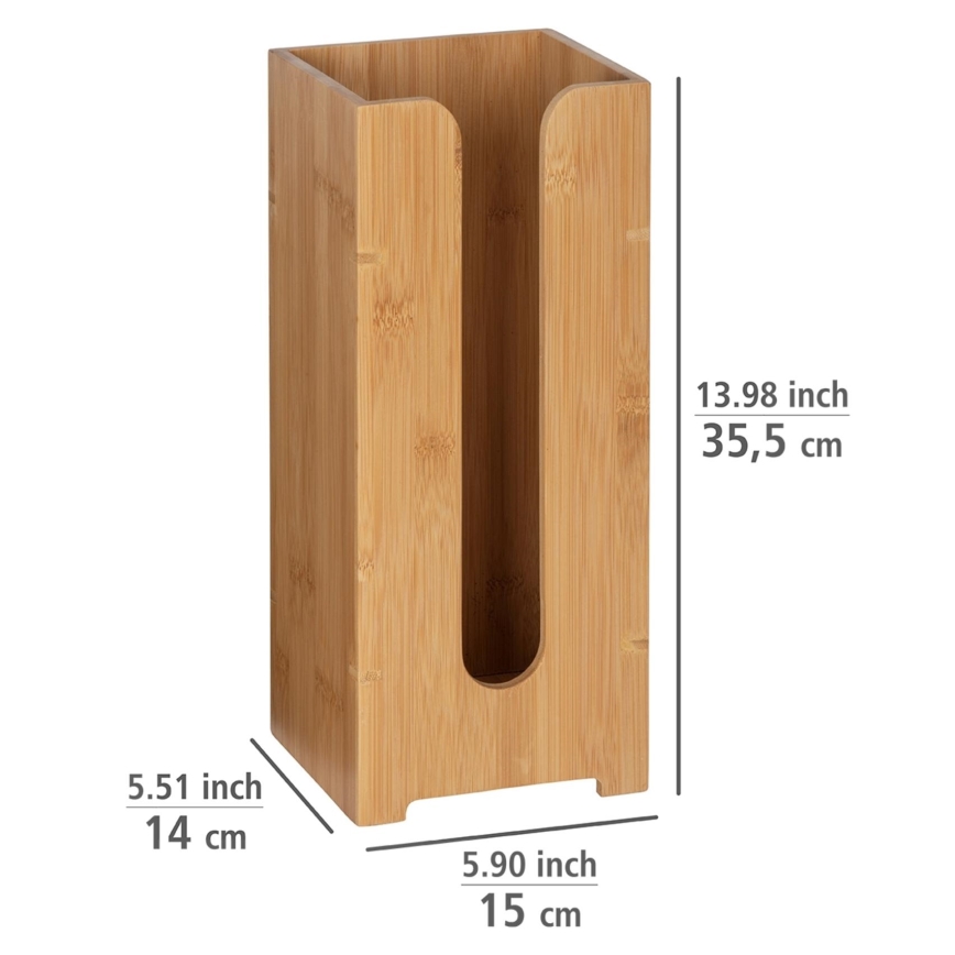 WENKO 24749100 - Portarrollos de papel higiénico BAMBUSA 15x35,5 cm marrón