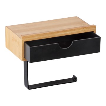 WENKO 24754100 - Portarrollos de papel higiénico BAMBUSA 18,5 x 14 cm marrón/negro