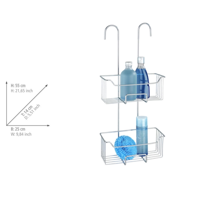 WENKO 24758100 - Repisa de ducha MILO 25x55 cm plateada/transparente