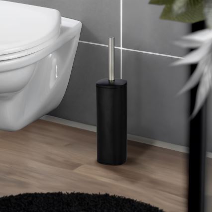 WENKO 24778100 - Escobilla para WC ALASSIO 9,3x39,2 cm acero inoxidable/negra