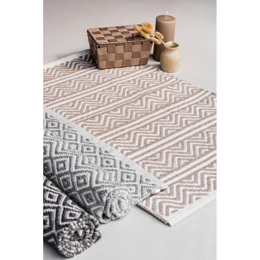 WENKO 24868100-Alfombra de baño SHAKI 50x80 cm beige/blanco