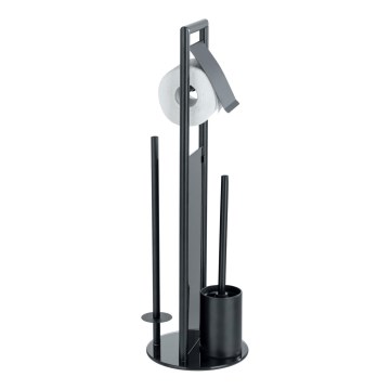 WENKO 24982800 - Juego para WC RAVINA 20x70 cm acero inoxidable/negro