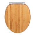 WENKO 25224100 - Asiento de inodoro BAMBOUSA 34,5 x 40,5 cm marrón/plateado