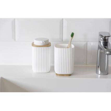WENKO 25294100 - Dispensador de jabón ROTELLO 8,9x12,7 cm blanco/marrón