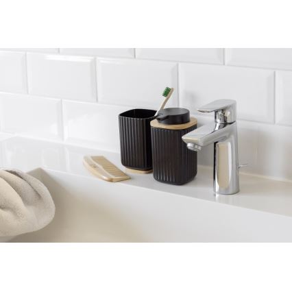 WENKO 25297100 - Vaso para cepillo de dientes ROTELLO 8,5x11 cm negro/marrón