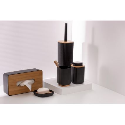 WENKO 25298100 - Dispensador de jabón ROTELLO 8,9x12,7 cm negro/marrón