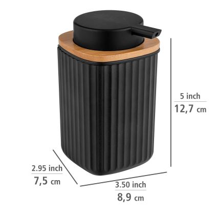 WENKO 25298100 - Dispensador de jabón ROTELLO 8,9x12,7 cm negro/marrón