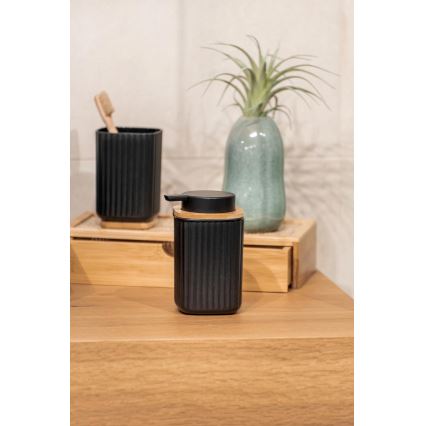 WENKO 25298100 - Dispensador de jabón ROTELLO 8,9x12,7 cm negro/marrón
