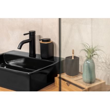 WENKO 25298100 - Dispensador de jabón ROTELLO 8,9x12,7 cm negro/marrón